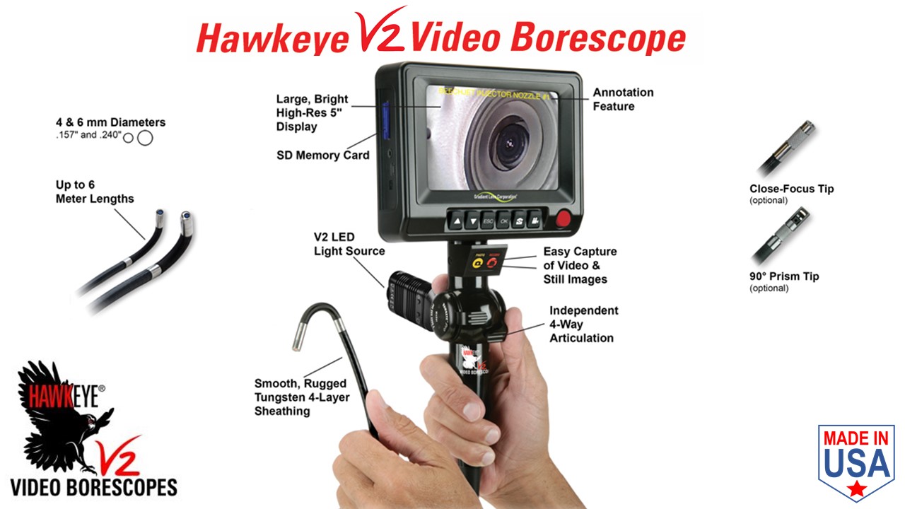 Link to Hawkeye® V2 Video Borescopes (4.0 or 6.0 mm dia.)